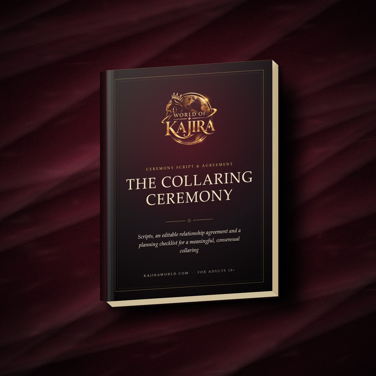 The Collaring Ceremony scripts and agreement by World of Kajira, hardcover on dark velvet