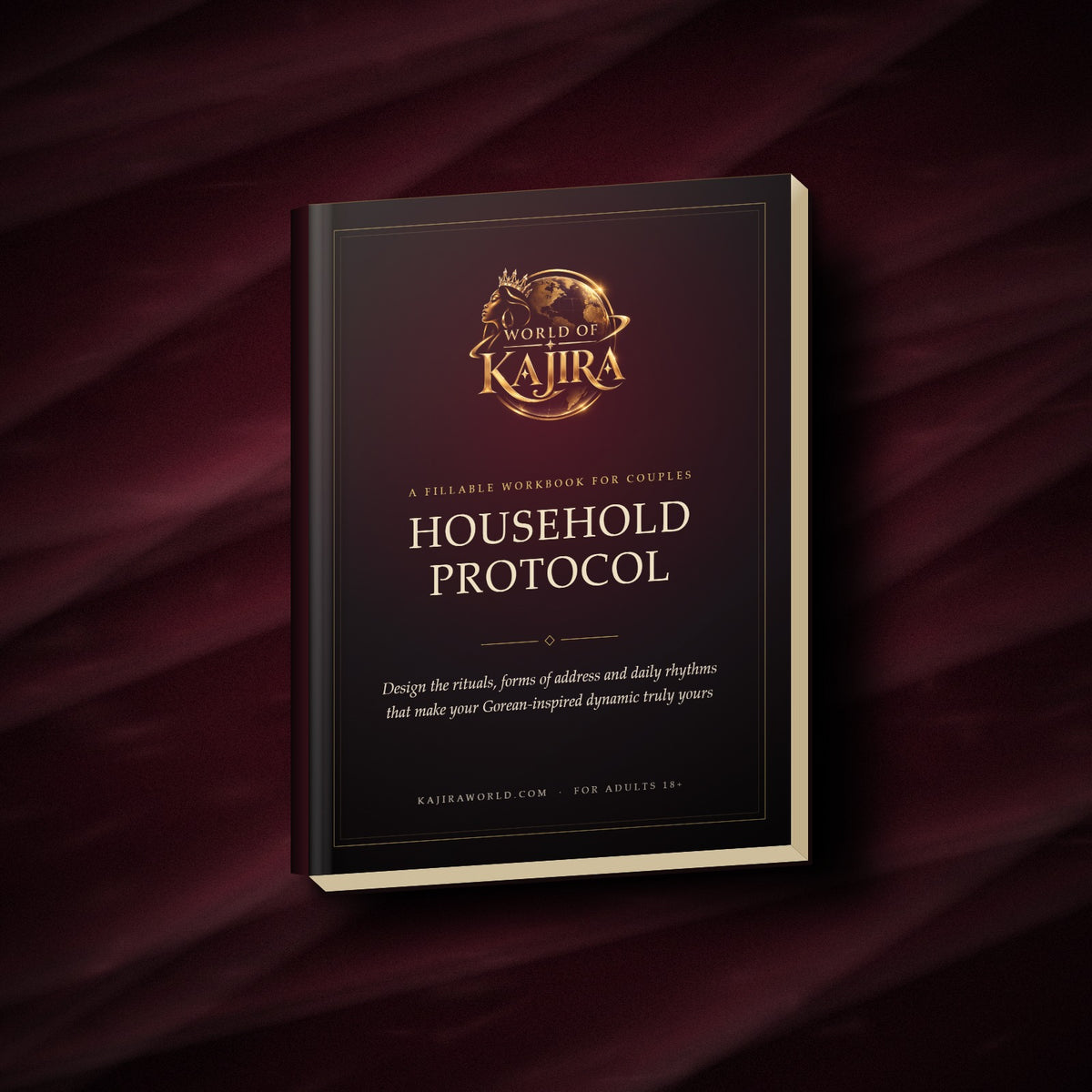 Household Protocol Workbook by World of Kajira, hardcover on dark velvet